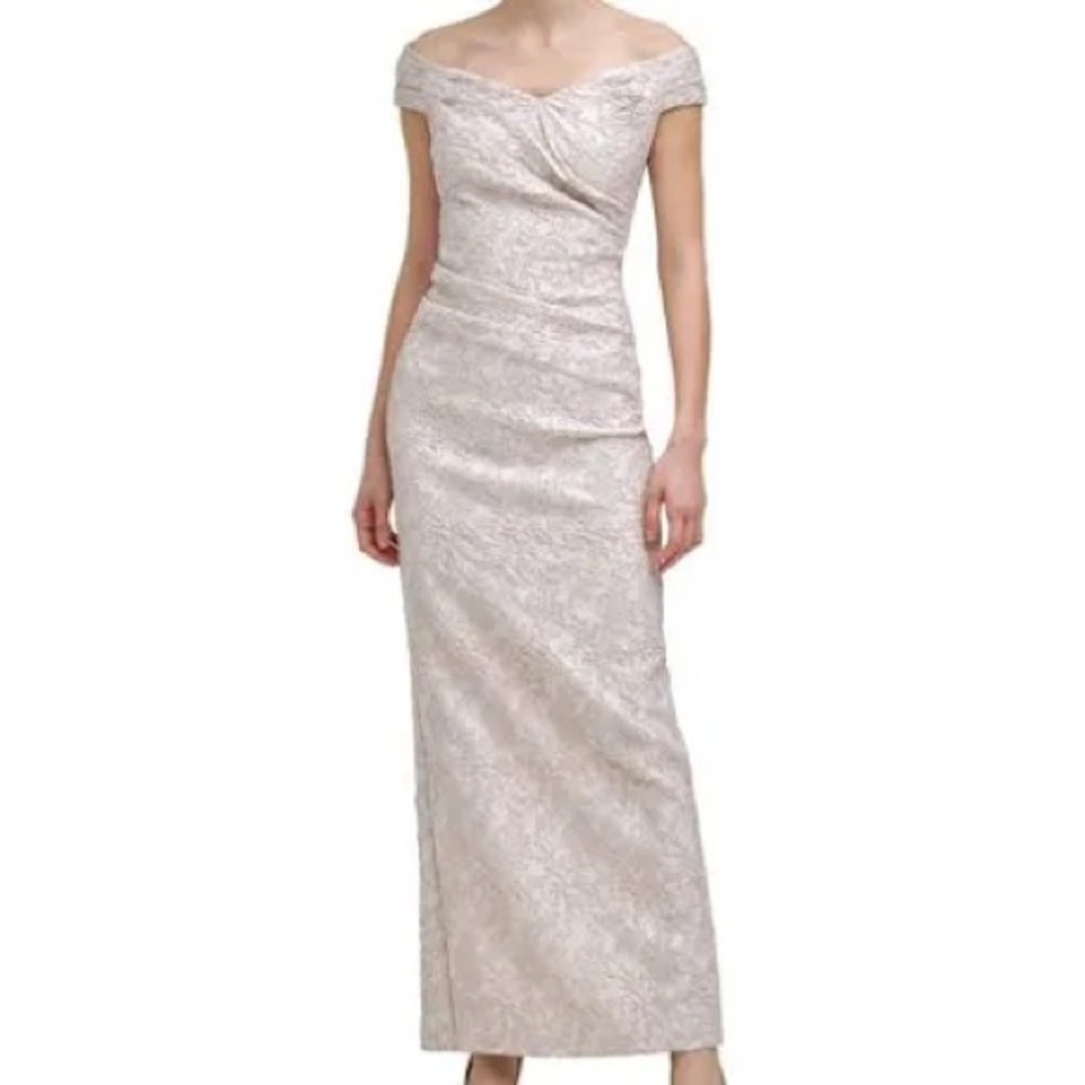 Calvin Kkein Elegant Off-Shoulder Cream Dress